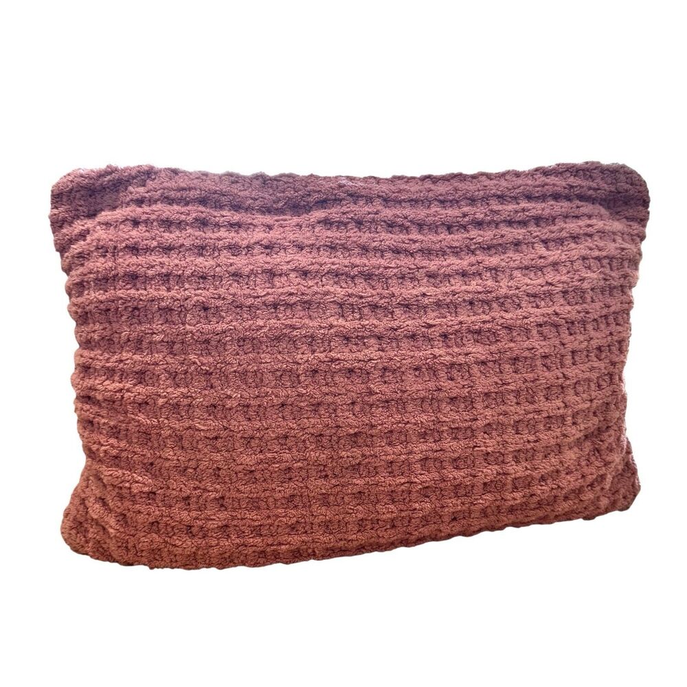 Sunday Citizen Snug Waffle Mini Pillow Cloud Cover & Foam Insert 18" X 12" Coral